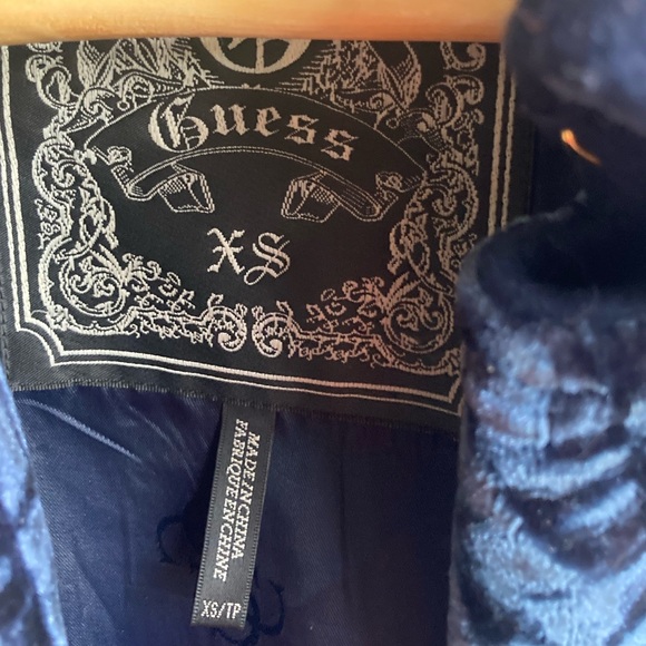 Navy Wool/Velvet Jacket, Extra Small, Guess - Picture 9 of 12